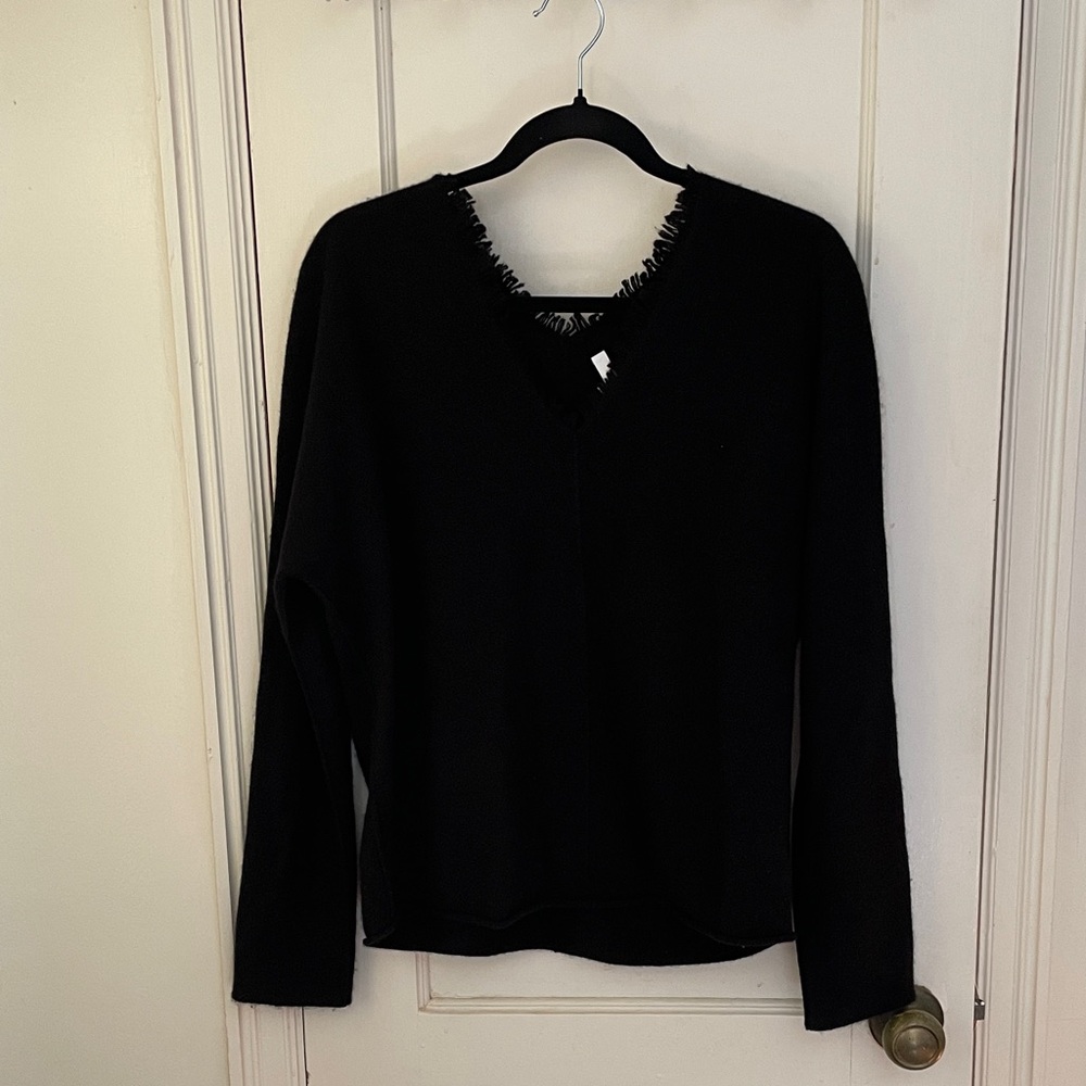 Vince Black Double V-Neck Sweater